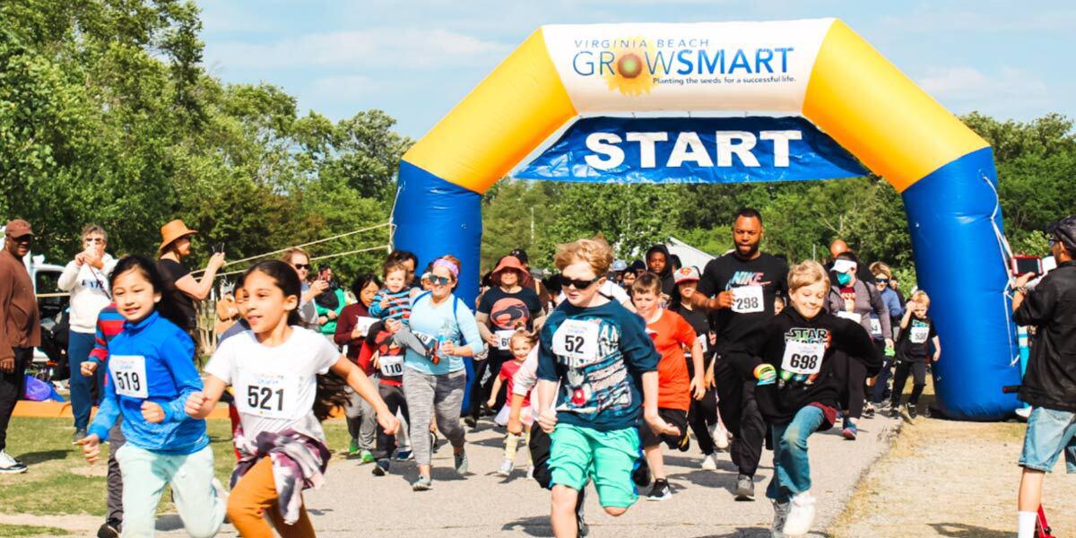 Parent and Children Starting a Race